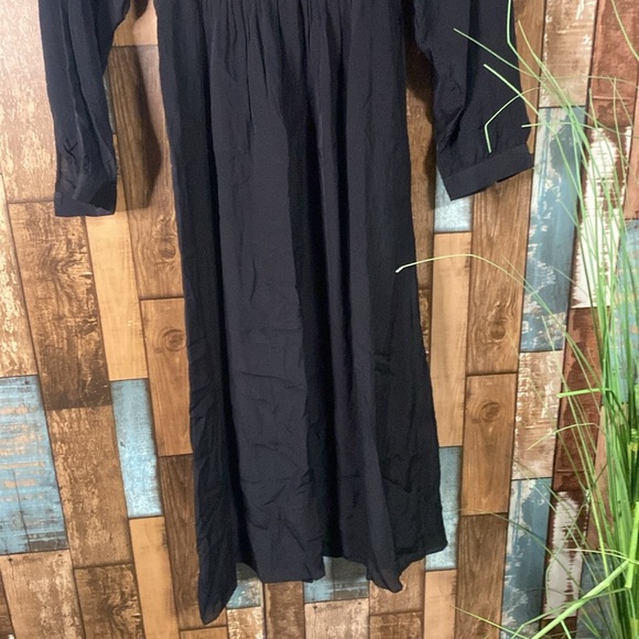 Ba&sh XS black long sleeve ruffle midi dress - Picture 3 of 16